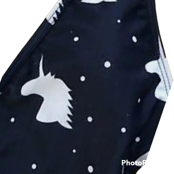 Pat Pat Unicorn Navy Blue and White One Piece Halter Swimsuit sz medium - Picture 3 of 3